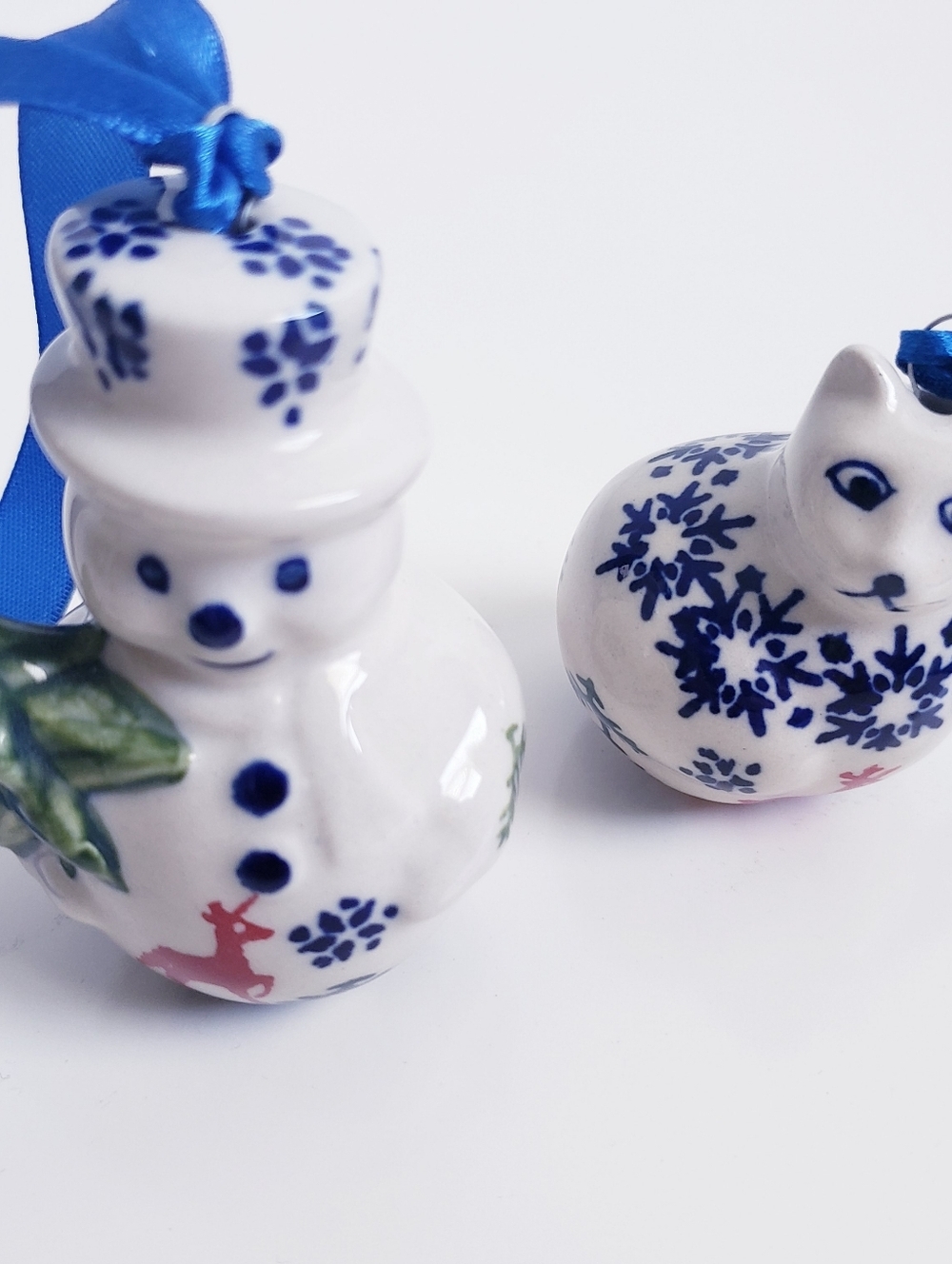 Pottery Barn Snowman Cat Set Of 2 Ordainments